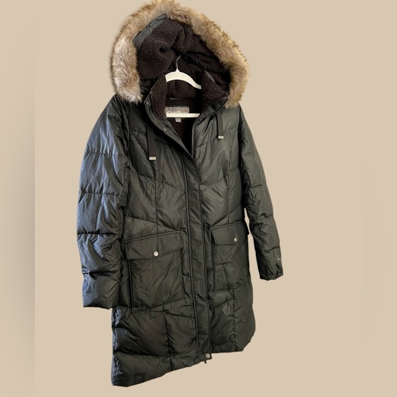 EDDIE BAUER Winter Sub Zero Down Fill Fleece Lined Coat Black EUC - Picture 1 of 16